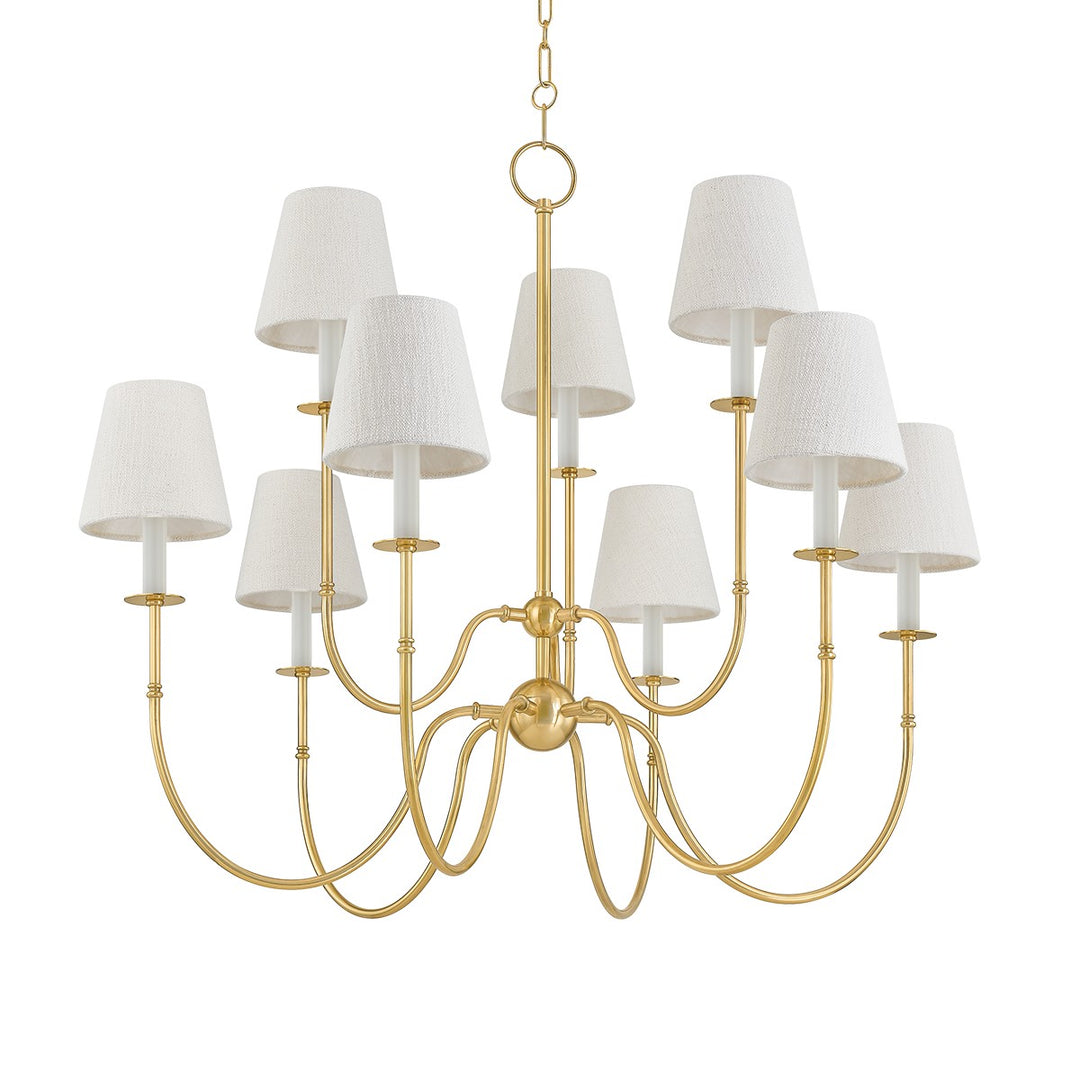 Amina Nine Light Chandelier in Aged Brass - available from The Lighting Shoppe, trusted by Canadian homeowners