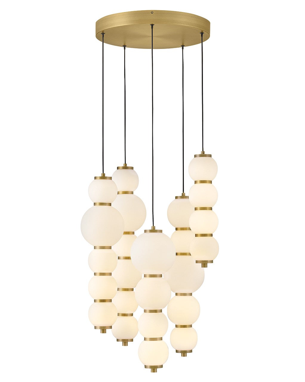 Trigo LED Chandelier in Lacquered Brass - available from The Lighting Shoppe, trusted by Canadian homeowners