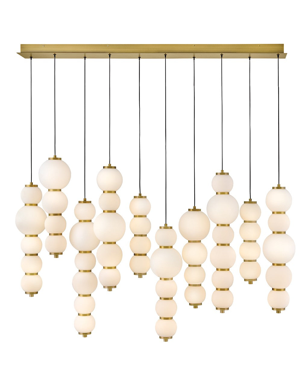 Trigo LED Linear Pendant in Lacquered Brass - available from The Lighting Shoppe, trusted by Canadian homeowners
