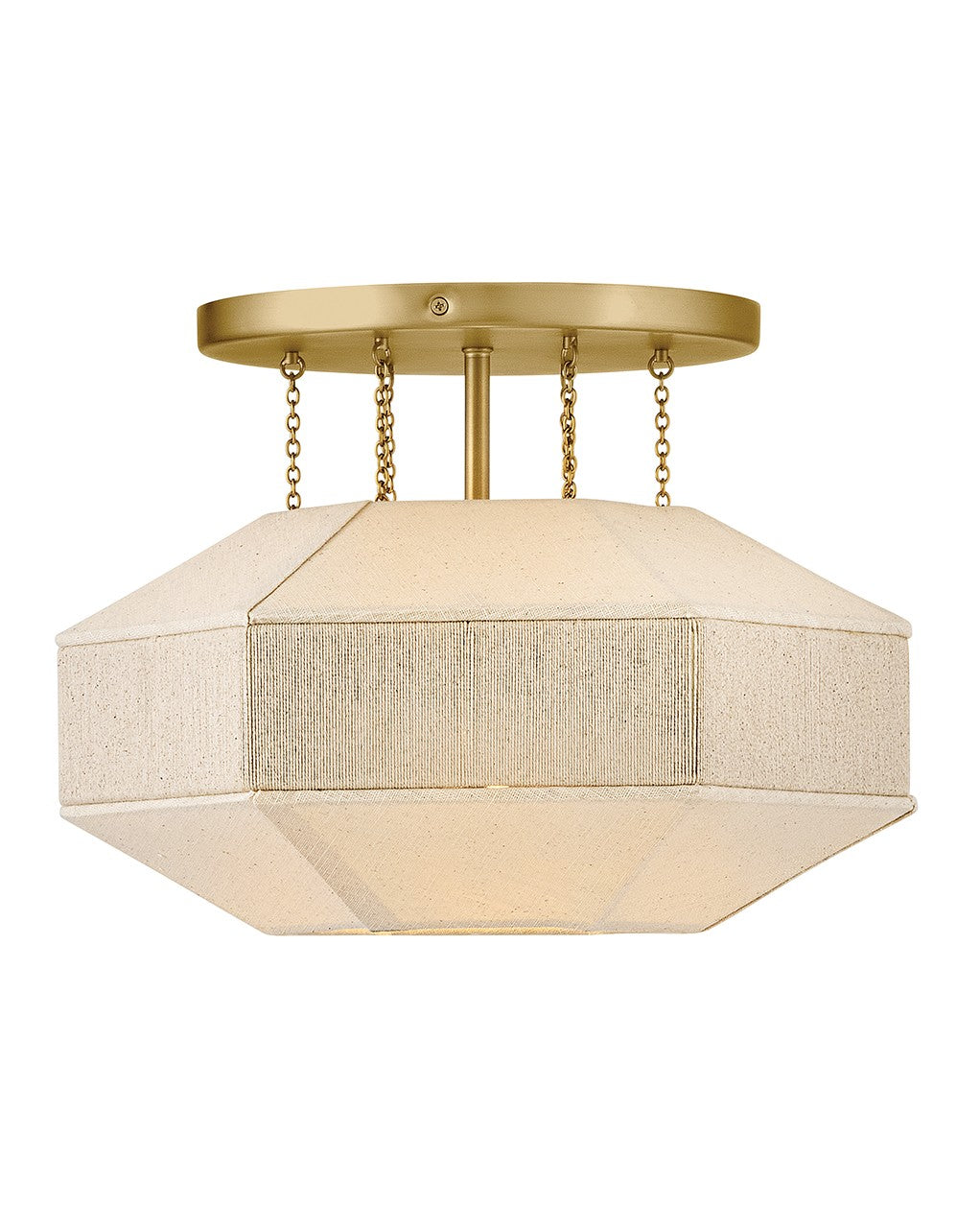 Lyla LED Semi-Flush Mount in Lacquered Brass - available from The Lighting Shoppe, trusted by Canadian homeowners