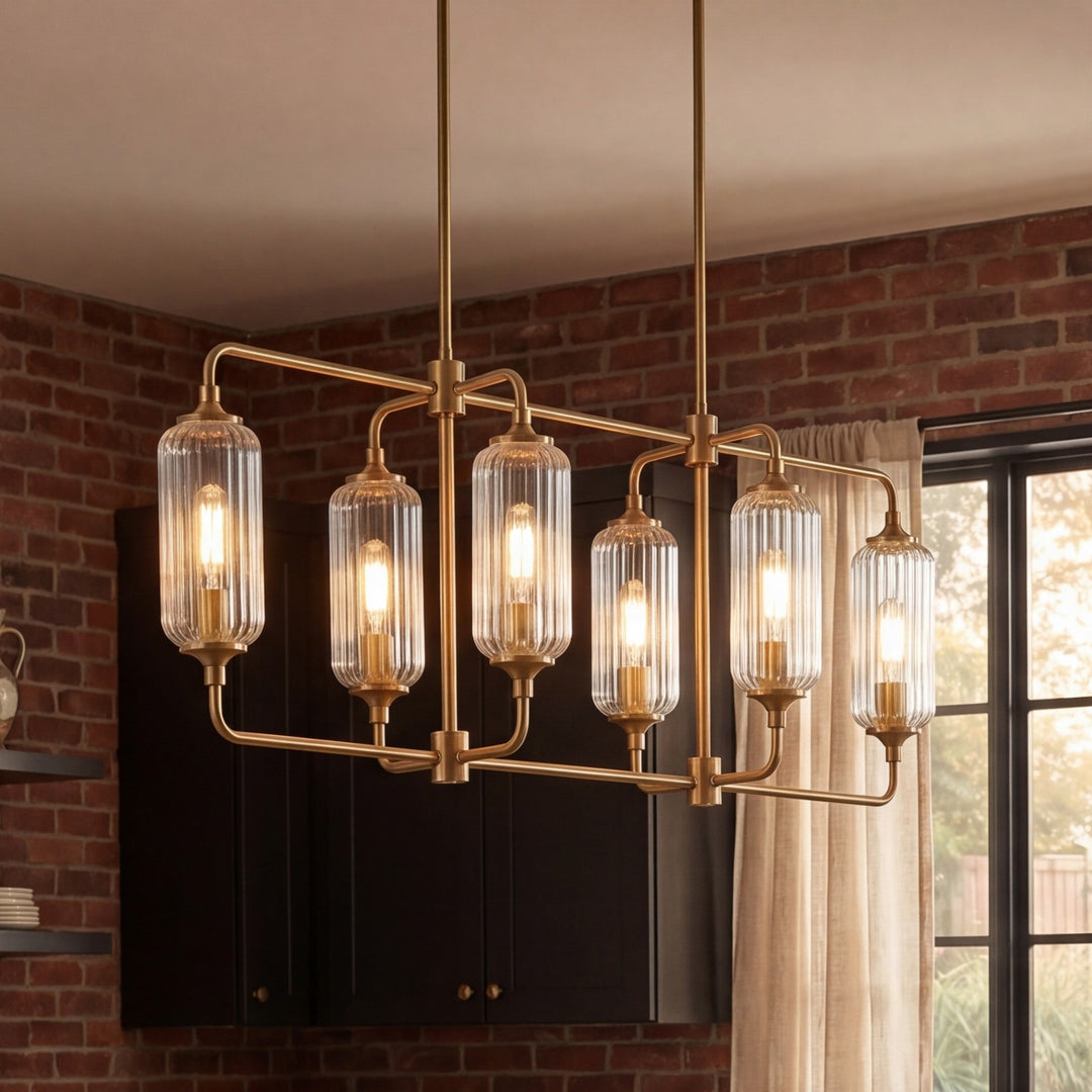 Savoy House - 1-3026-6-322 - Six Light Linear Chandelier - Holton - Warm Brass