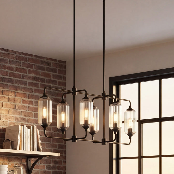 Savoy House - 1-3026-6-89 - Six Light Linear Chandelier - Holton - Matte Black