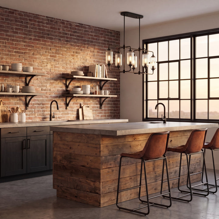 Savoy House - 1-3026-6-89 - Six Light Linear Chandelier - Holton - Matte Black