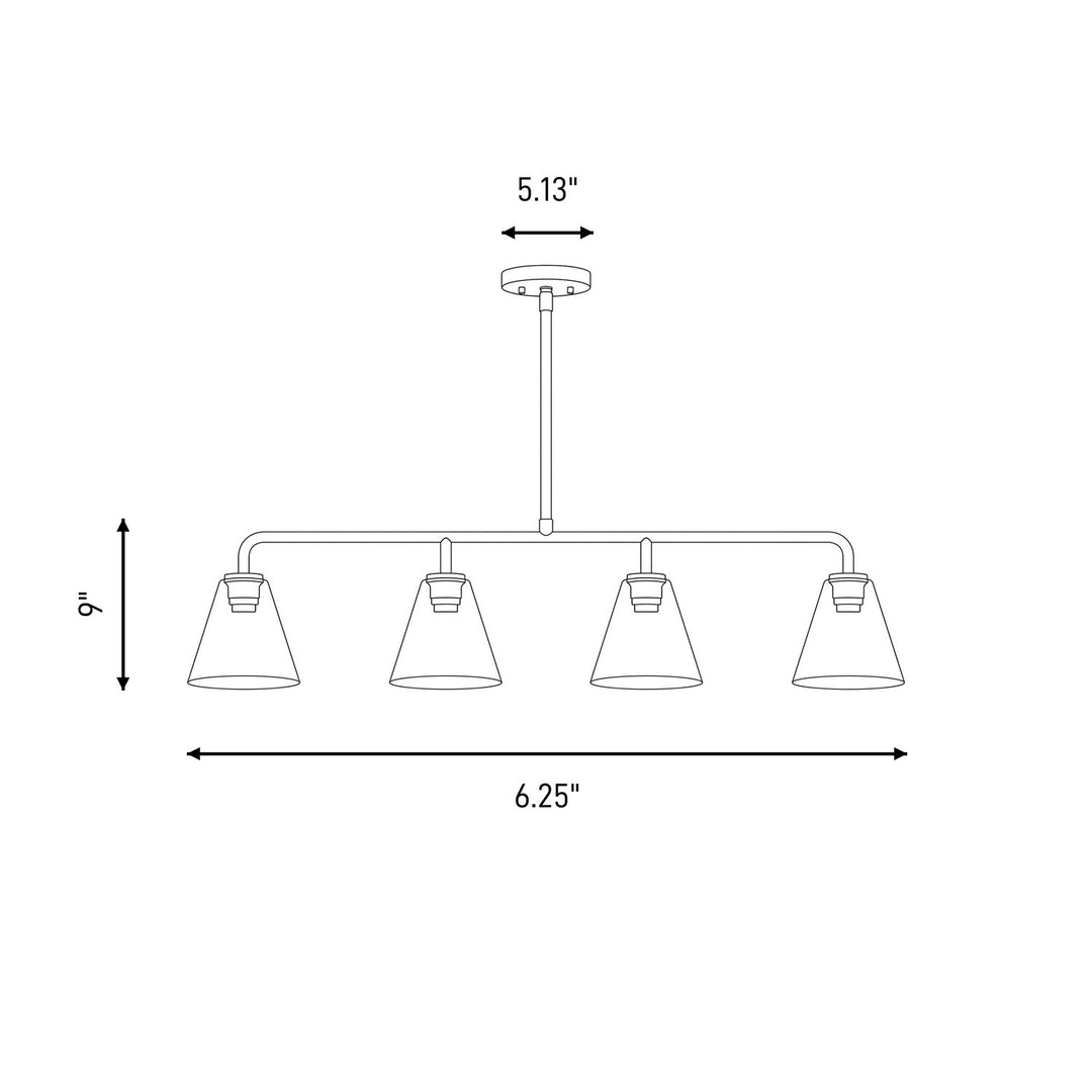 Savoy House - 1-4014-4-SN - Four Light Linear Chandelier - Blair - Satin Nickel