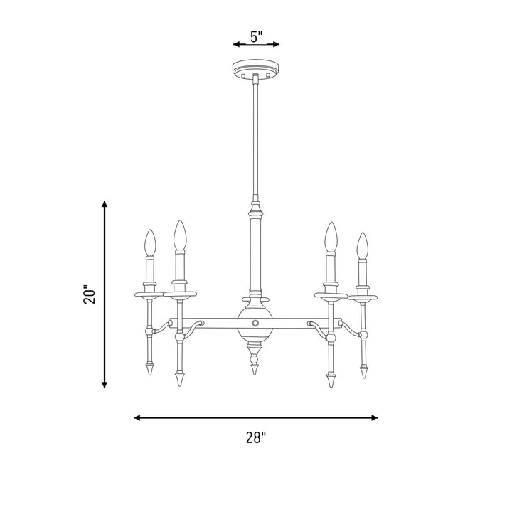 Savoy House - 1-9511-5-143 - Five Light Chandelier - Consulate - Matte Black and Warm Brass