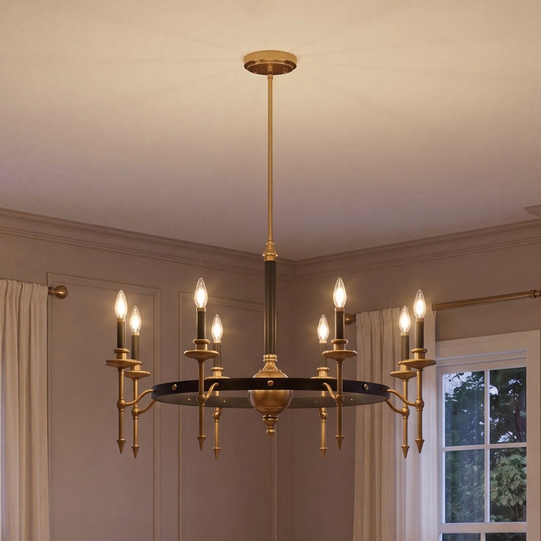 Savoy House - 1-9512-8-143 - Eight Light Chandelier - Consulate - Matte Black and Warm Brass