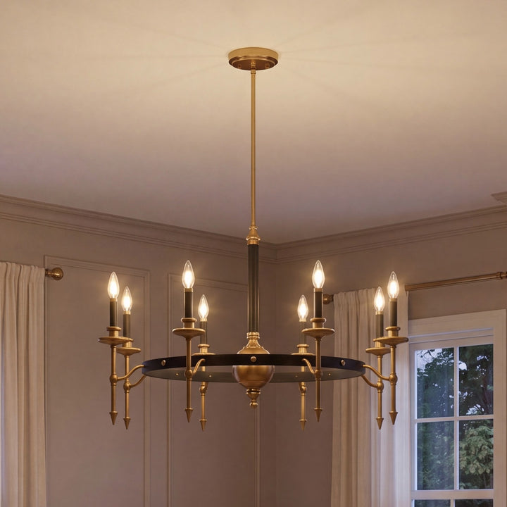 Savoy House - 1-9512-8-143 - Eight Light Chandelier - Consulate - Matte Black and Warm Brass
