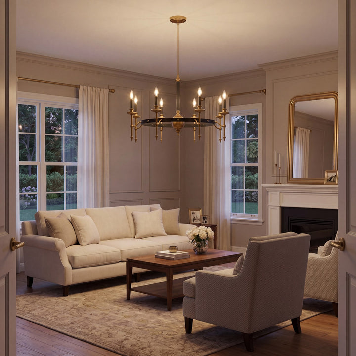 Savoy House - 1-9512-8-143 - Eight Light Chandelier - Consulate - Matte Black and Warm Brass
