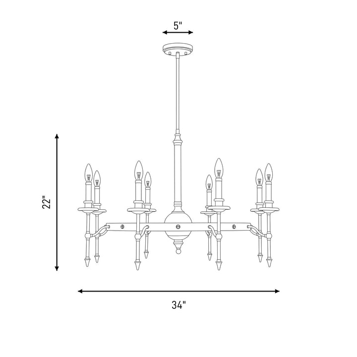 Savoy House - 1-9512-8-143 - Eight Light Chandelier - Consulate - Matte Black and Warm Brass