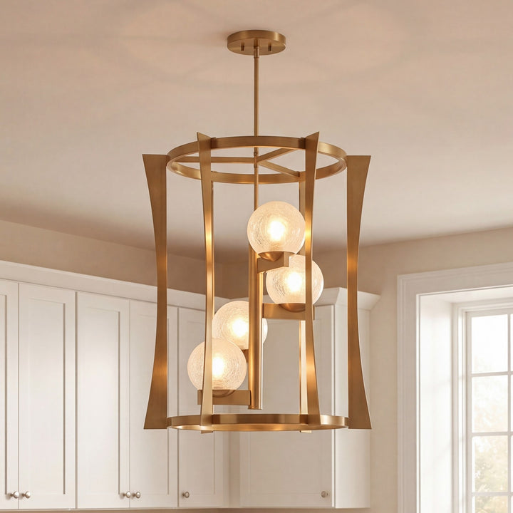 Savoy House - 3-1018-4-322 - Four Light Pendant - Darien - Warm Brass