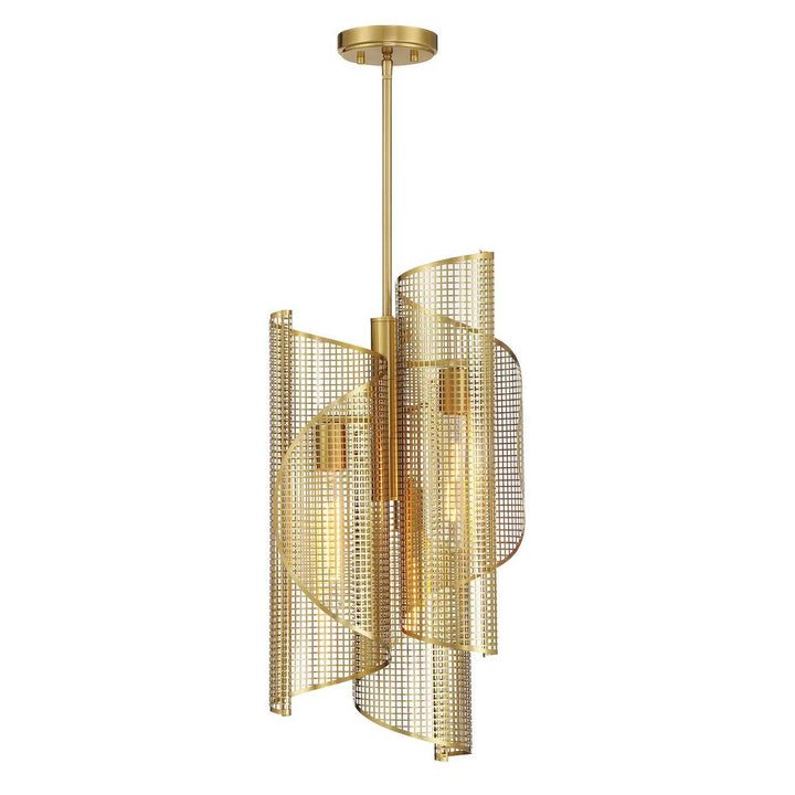 Hillbourne Three Light Pendant in Warm Brass Savoy House