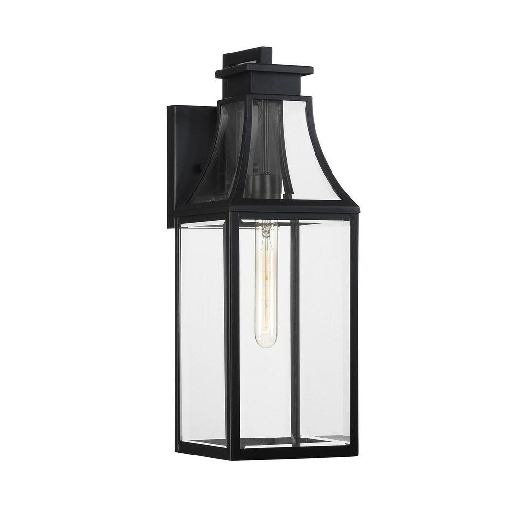Emery One Light Outdoor Wall Lantern in Matte Black Savoy House