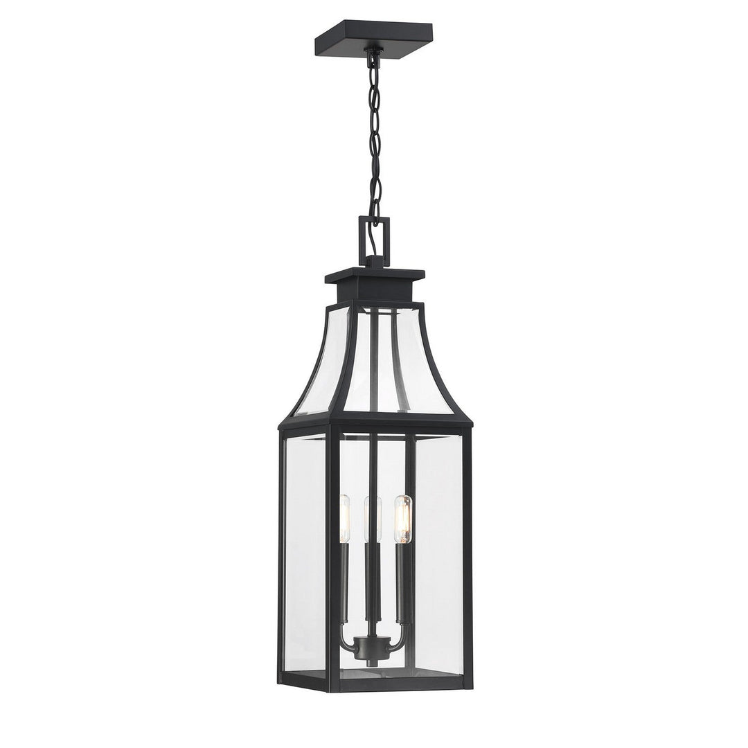 Emery Three Light Outdoor Hanging Lantern in Matte Black Savoy House