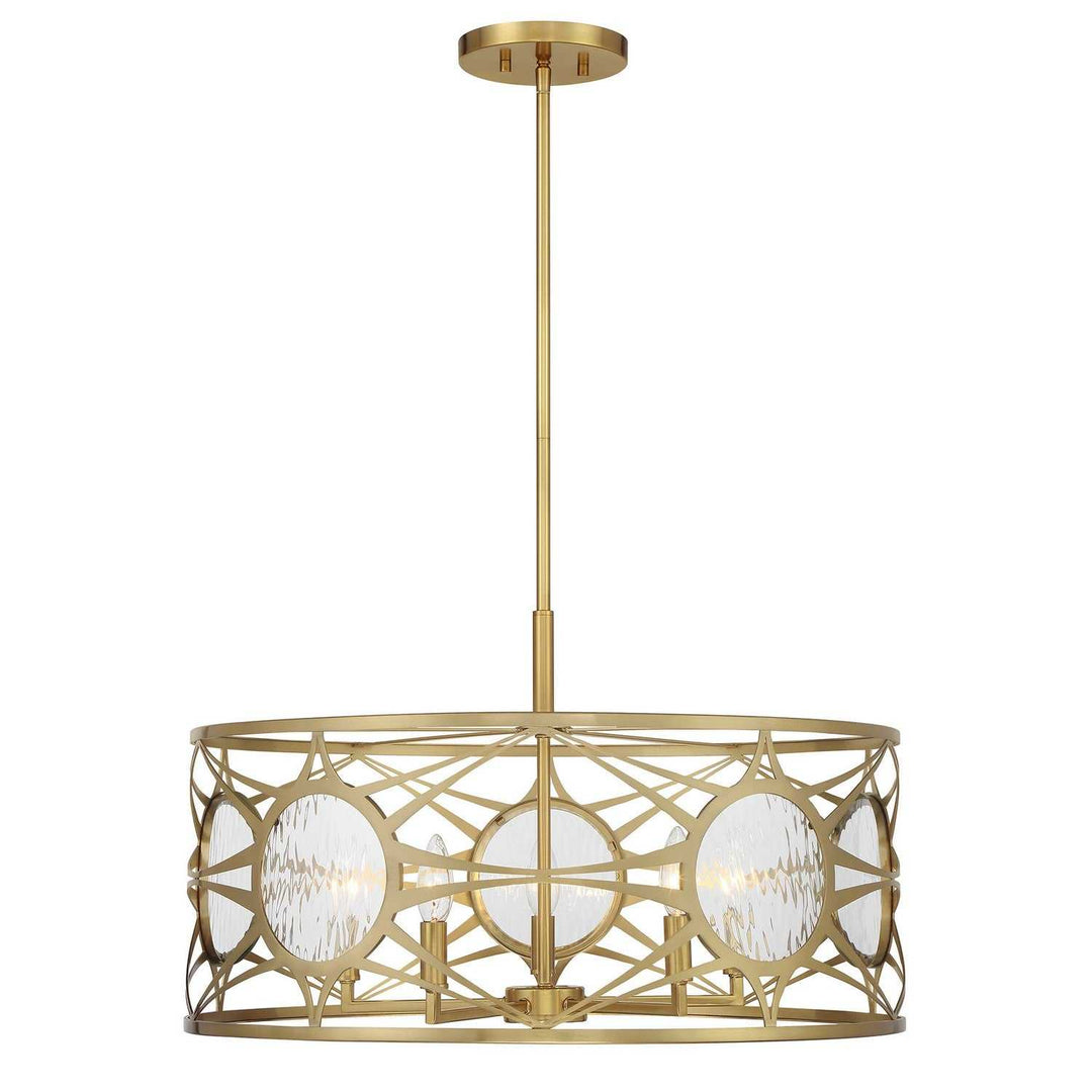Balfour Five Light Convertible Semi-Flush /Pendant in Warm Brass Savoy House