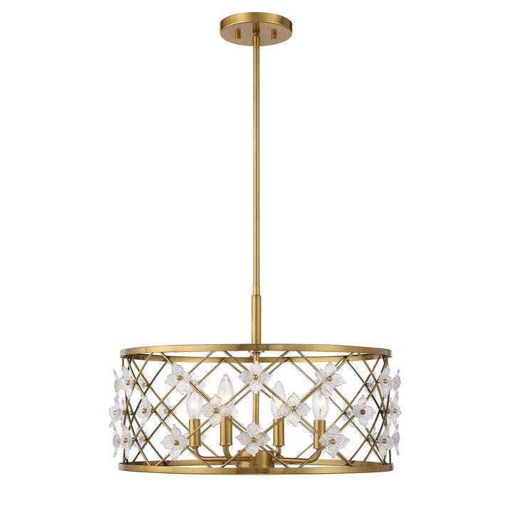 Bailey Four Light Convertible Semi-Flush /Pendant in Warm Brass Savoy House