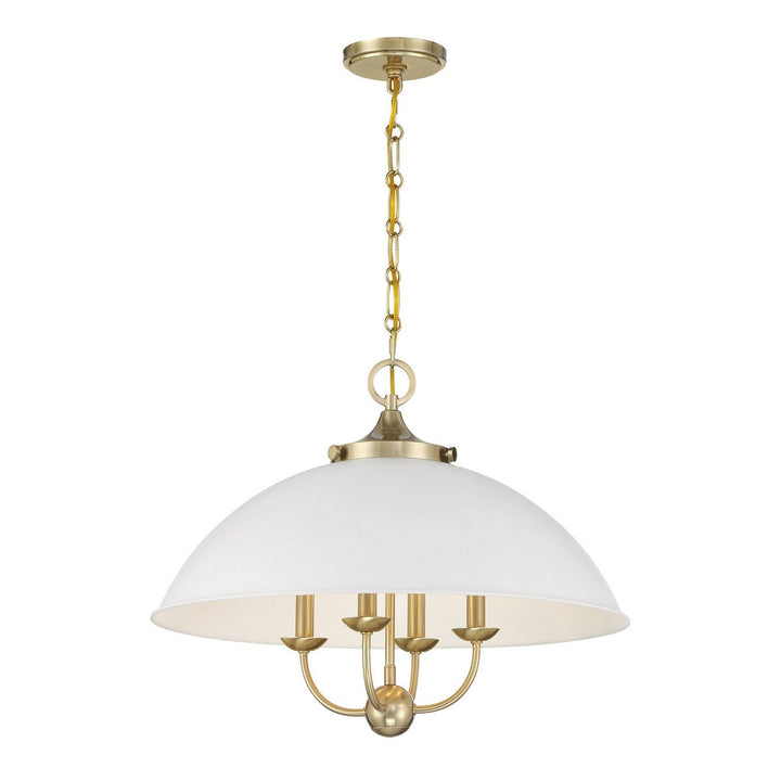 Monterey Four Light Pendant in White and Warm Brass Savoy House