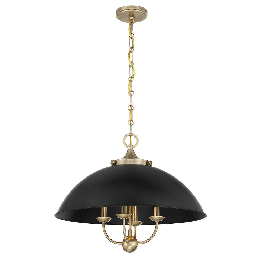 Monterey Four Light Pendant in Matte Black and Warm Brass Savoy House