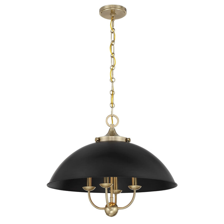 Monterey Four Light Pendant in Matte Black and Warm Brass Savoy House