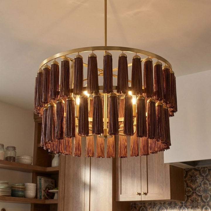 Savoy House - 7-2747-4-322 - Four Light Pendant - Aquitane - Warm Brass
