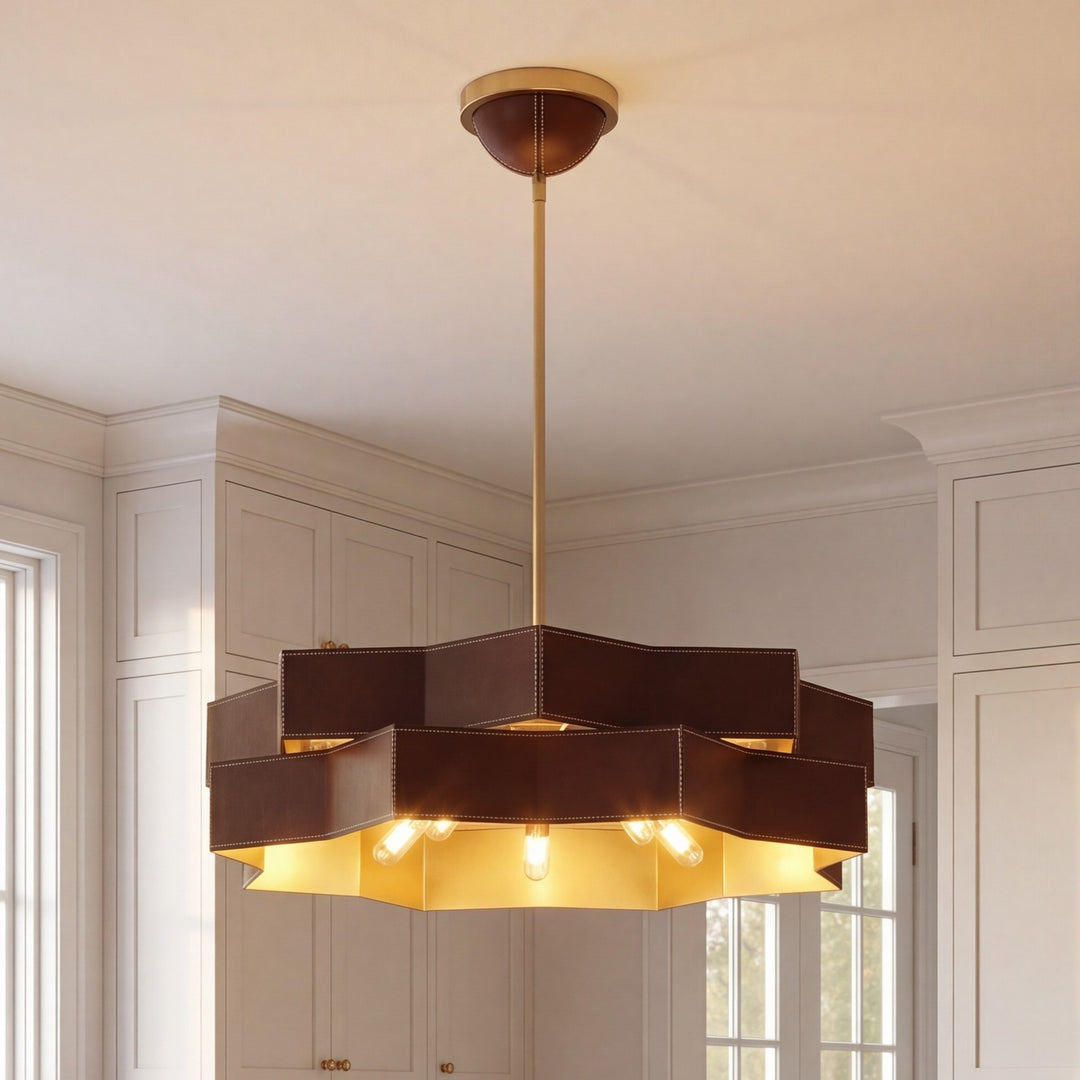 Savoy House - 7-2749-5-322 - Five Light Pendant - Atherton - Warm Brass