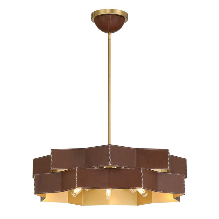 Atherton Five Light Pendant in Warm Brass Savoy House