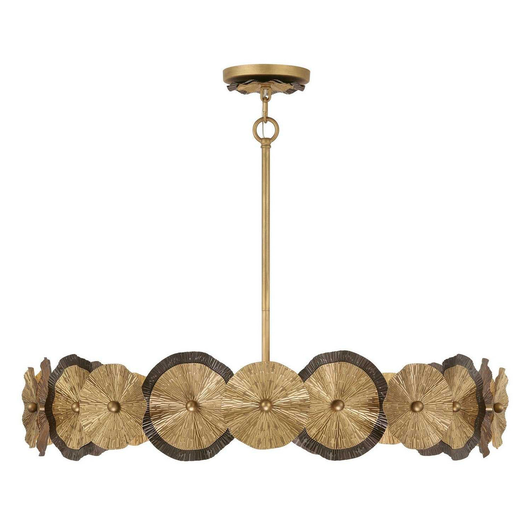 Lincoln Five Light Pendant in Distressed Gold and Bronze Savoy House