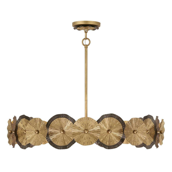 Lincoln Five Light Pendant in Distressed Gold and Bronze Savoy House
