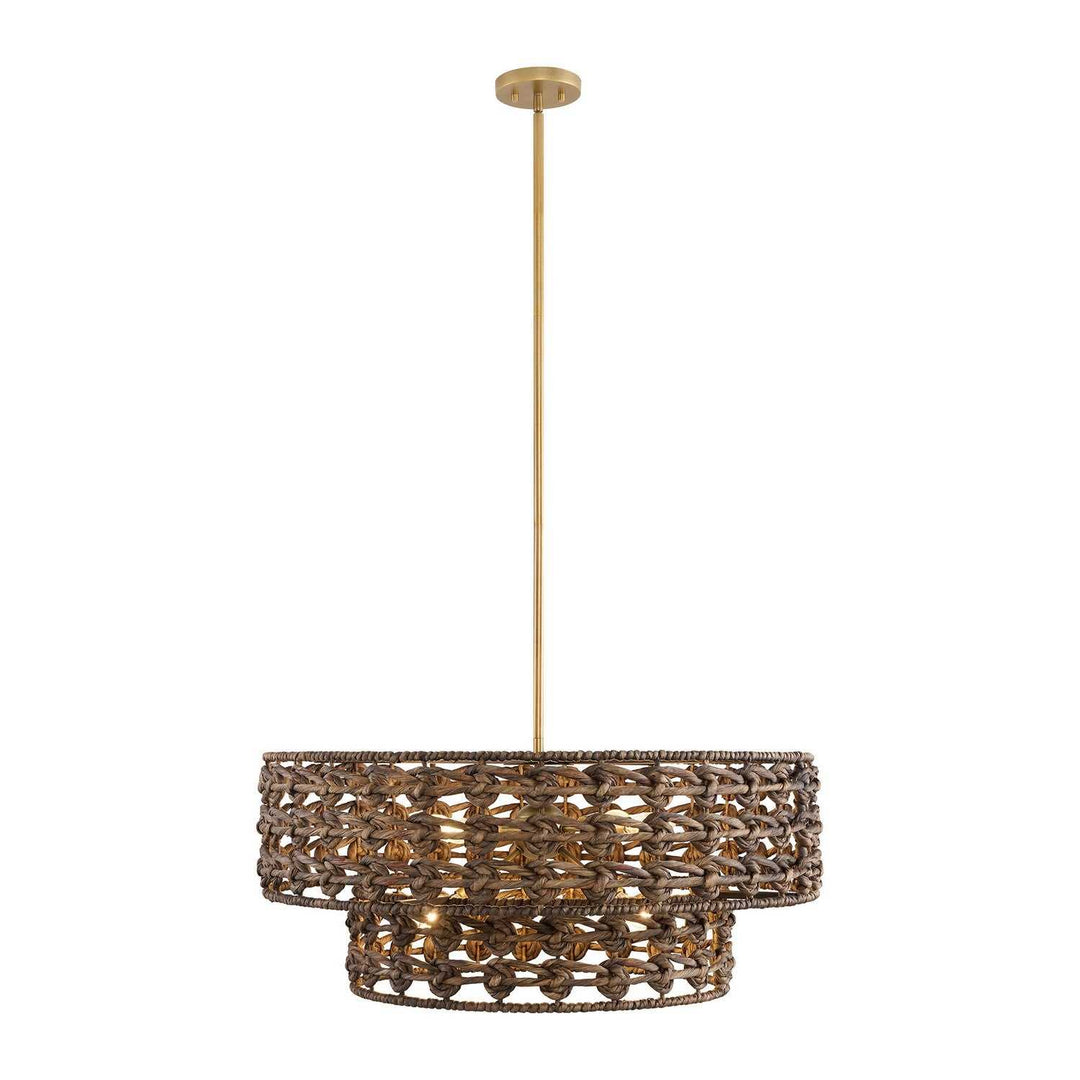 Silencio Seven Light Pendant in Riviera Brass Savoy House