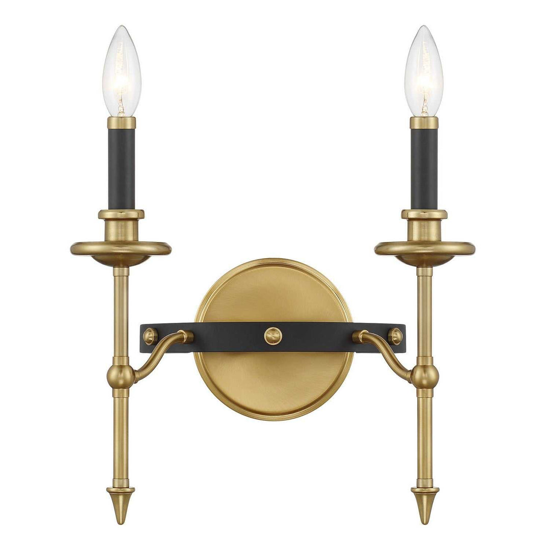 Consulate Two Light Wall Sconce in Matte Black and Warm Brass Savoy House