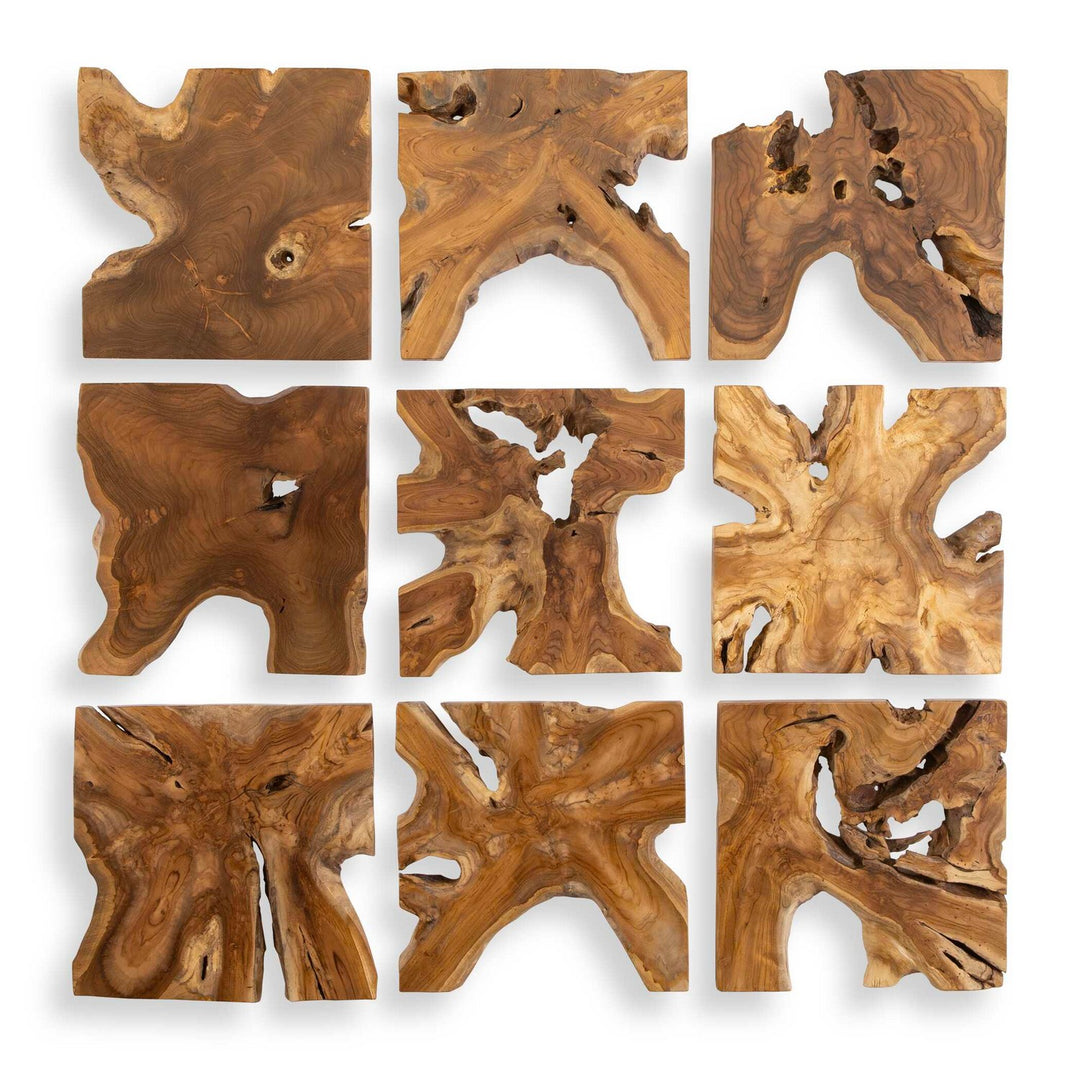 Talia Wall Decor Set/9 in Natural Teak Wood - available from The Lighting Shoppe, trusted by Canadian homeowners