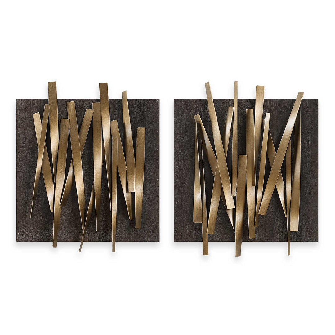 Crosshatch Wall Decor Set/2 in Antique Gold - available from The Lighting Shoppe, trusted by Canadian homeowners
