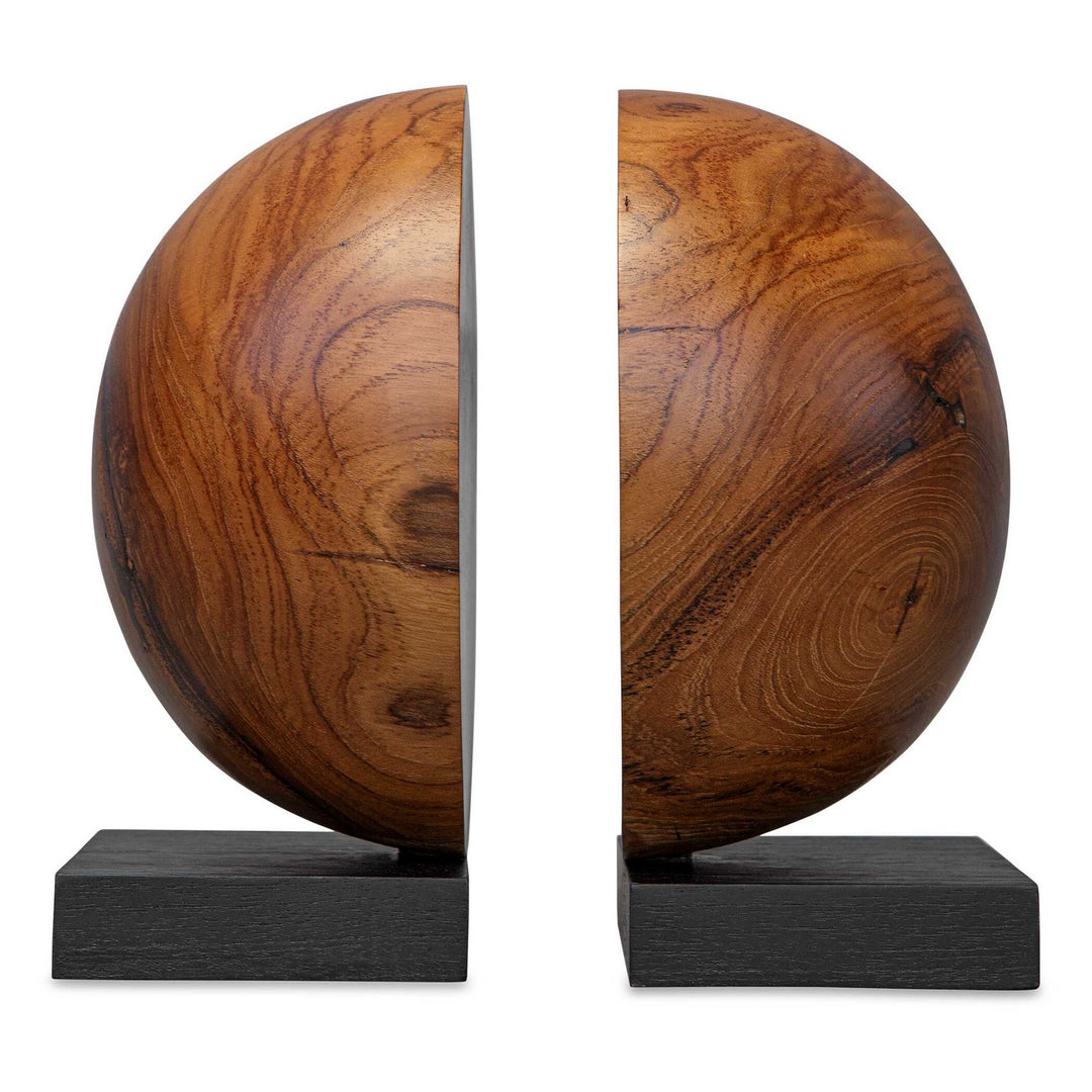 Teak And Noir Bookends Set/2 in Natural Teak - available from The Lighting Shoppe, trusted by Canadian homeowners