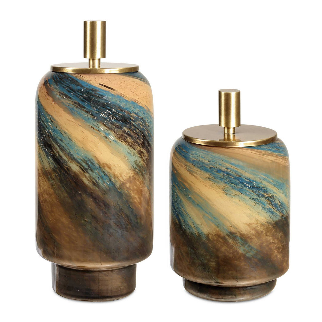 Celestial Tide Containers Set/2 in Brass - available from The Lighting Shoppe, trusted by Canadian homeowners