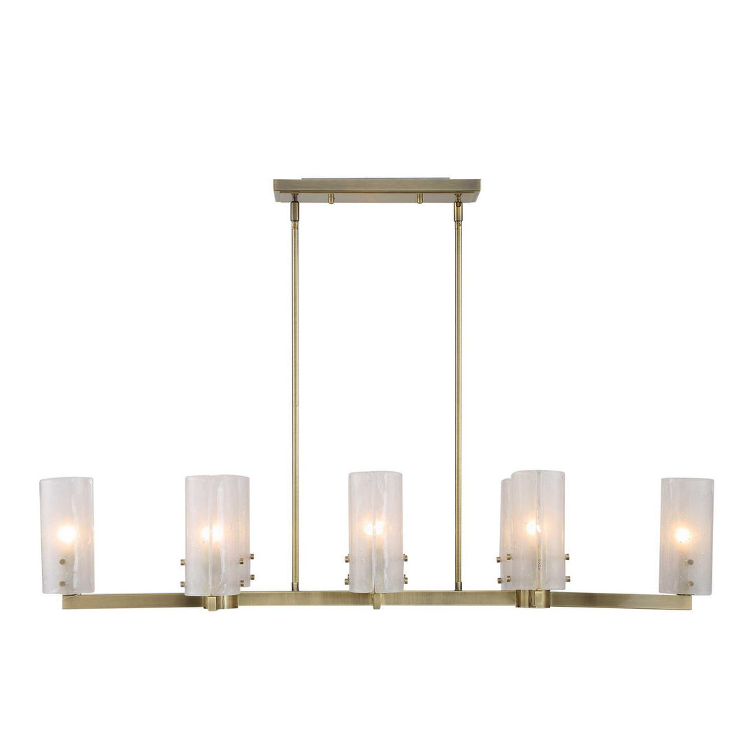 Mistie Eight Light Linear Chandelier in Antique Brass - available from The Lighting Shoppe, trusted by Canadian homeowners