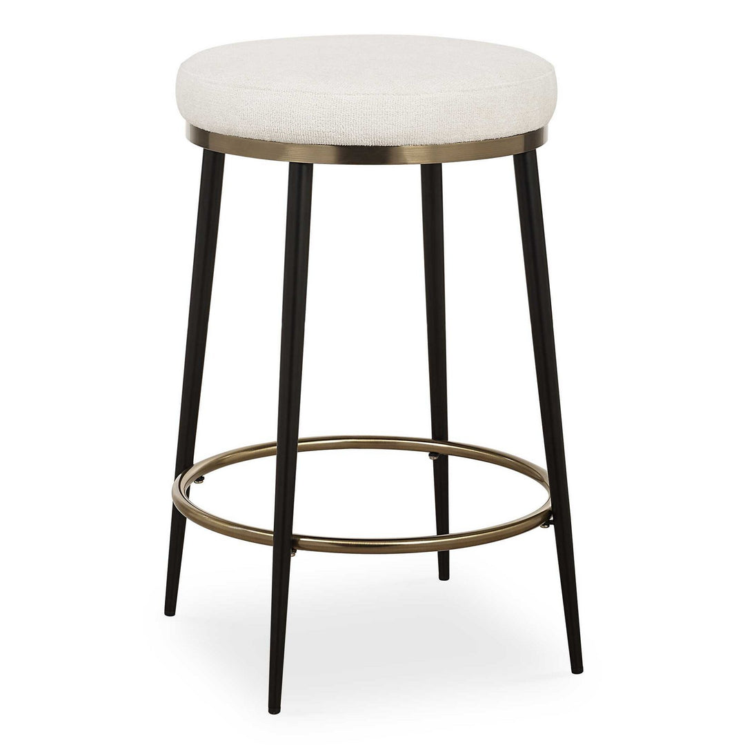 Ensemble Counter Stool in Matte Black And Brushed Brass - available from The Lighting Shoppe, trusted by Canadian homeowners