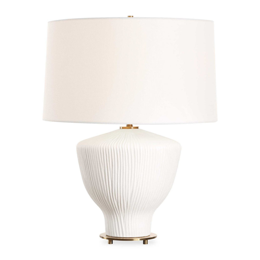 Maisie One Light Table Lamp in Satin White Accented With Brass Plated - available from The Lighting Shoppe, trusted by Canadian homeowners