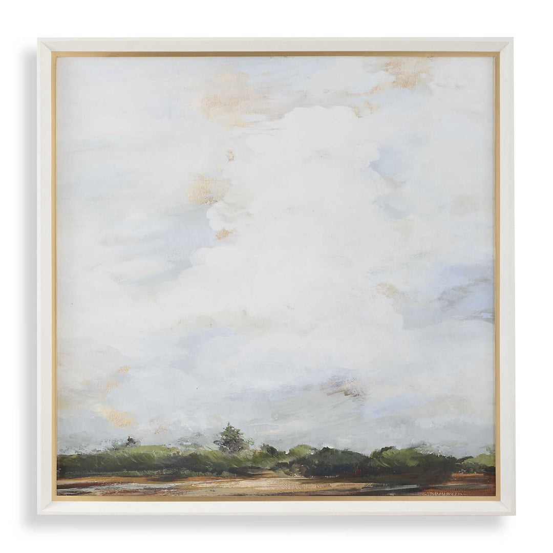 Whispering Cloudscapes Landscape Print in White Wood - available from The Lighting Shoppe, trusted by Canadian homeowners