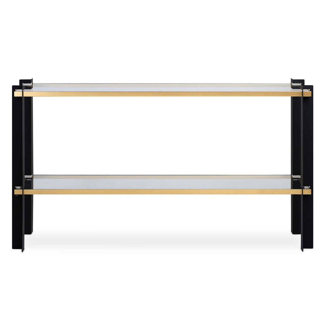 Cunene Console Table in Matte Black And Gold Leaf - available from The Lighting Shoppe, trusted by Canadian homeowners