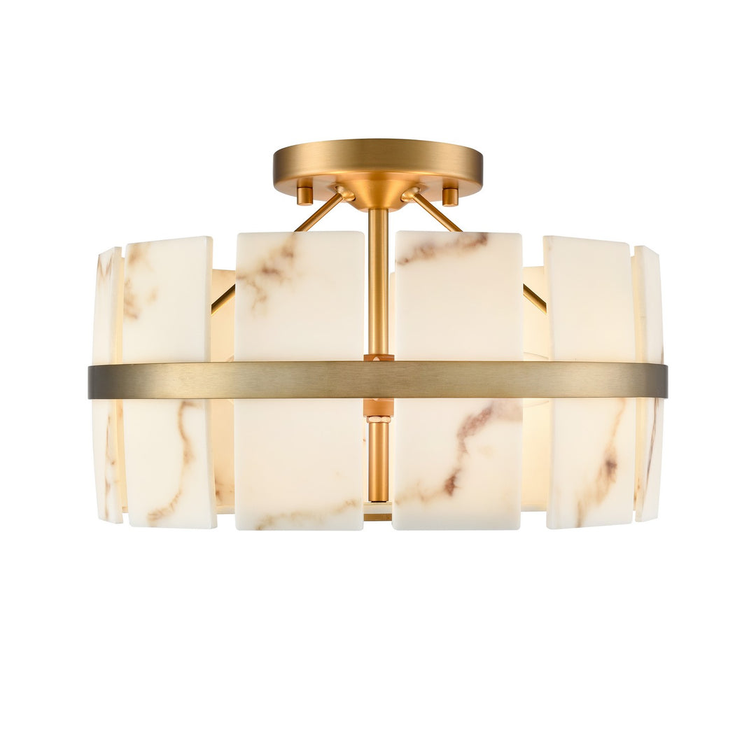 DVI Canada - DVP5211BR-BFA - Three Light Semi Flush Mount - Luna Alabaster - Brass