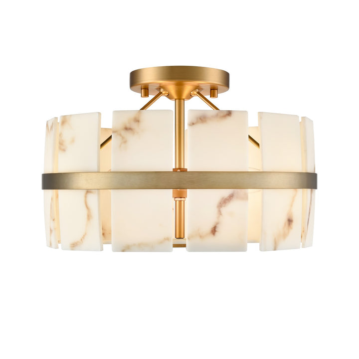 DVI Canada - DVP5211BR-BFA - Three Light Semi Flush Mount - Luna Alabaster - Brass