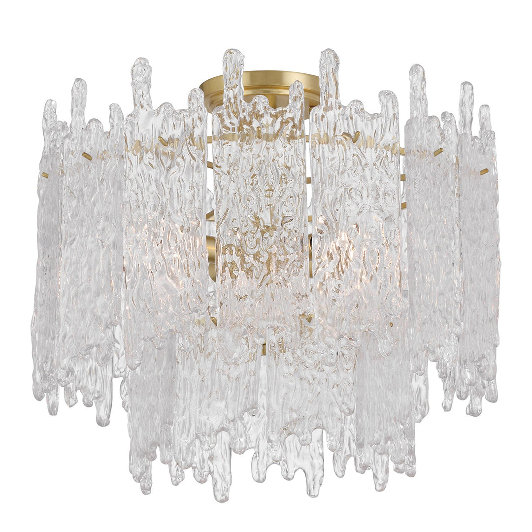 Ackerly Three Light Semi Flush Mount in Aged Brass - available from The Lighting Shoppe, trusted by Canadian homeowners