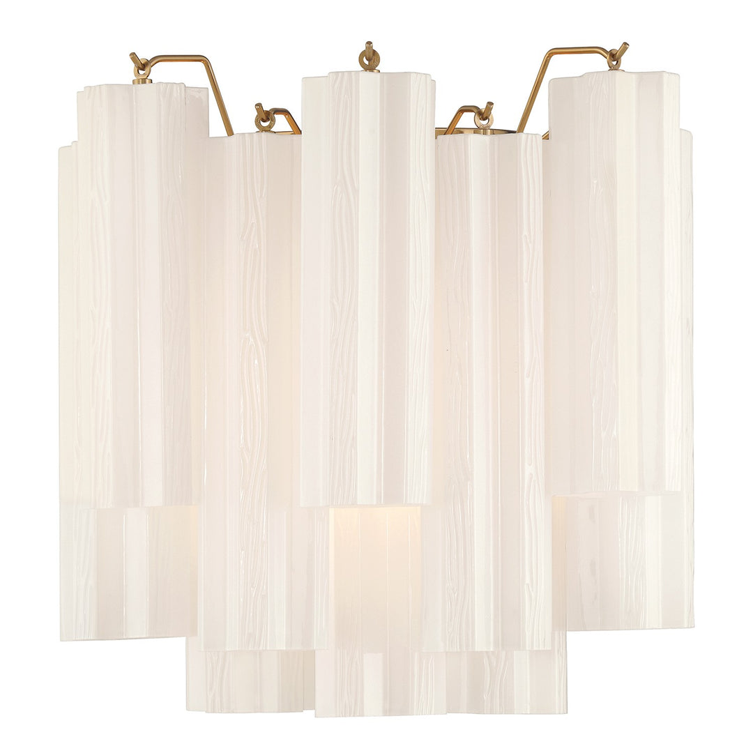 Crystorama - ADD-303-AG-WH - Two Light Wall Sconce - Addis - Aged Brass
