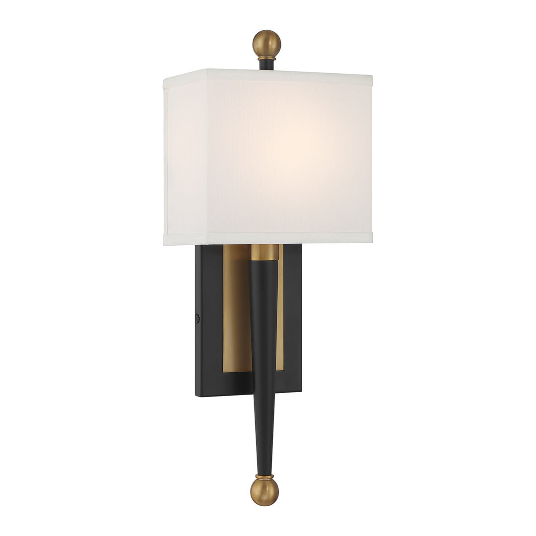 Ardson One Light Wall Sconce in Matte Black + Vibrant Gold - available from The Lighting Shoppe, trusted by Canadian homeowners