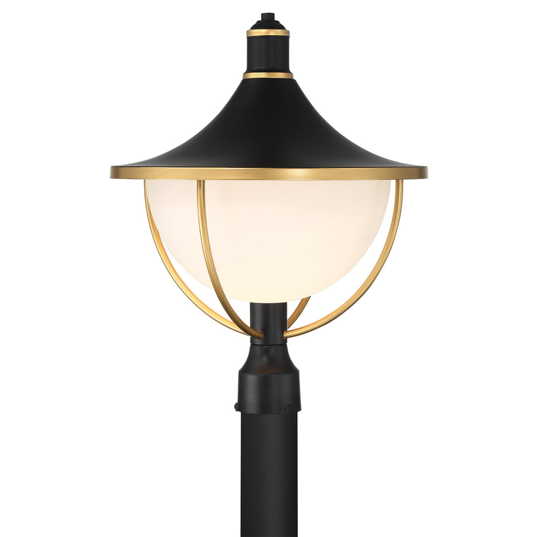 Atlas One Light Outdoor Post Mount in Matte Black + Textured Gold - available from The Lighting Shoppe, trusted by Canadian homeowners