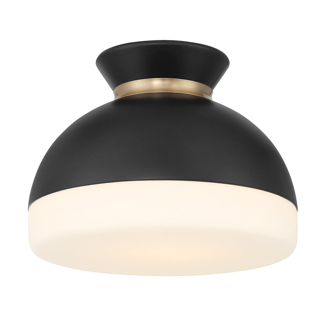 Gidget One Light Flush Mount in Matte Black + Vibrant Gold - available from The Lighting Shoppe, trusted by Canadian homeowners