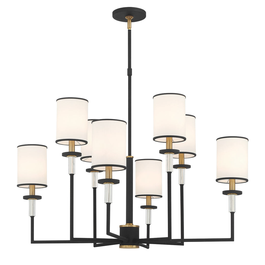 Hatfield Eight Light Chandelier in Black Forged + Vibrant Gold - available from The Lighting Shoppe, trusted by Canadian homeowners