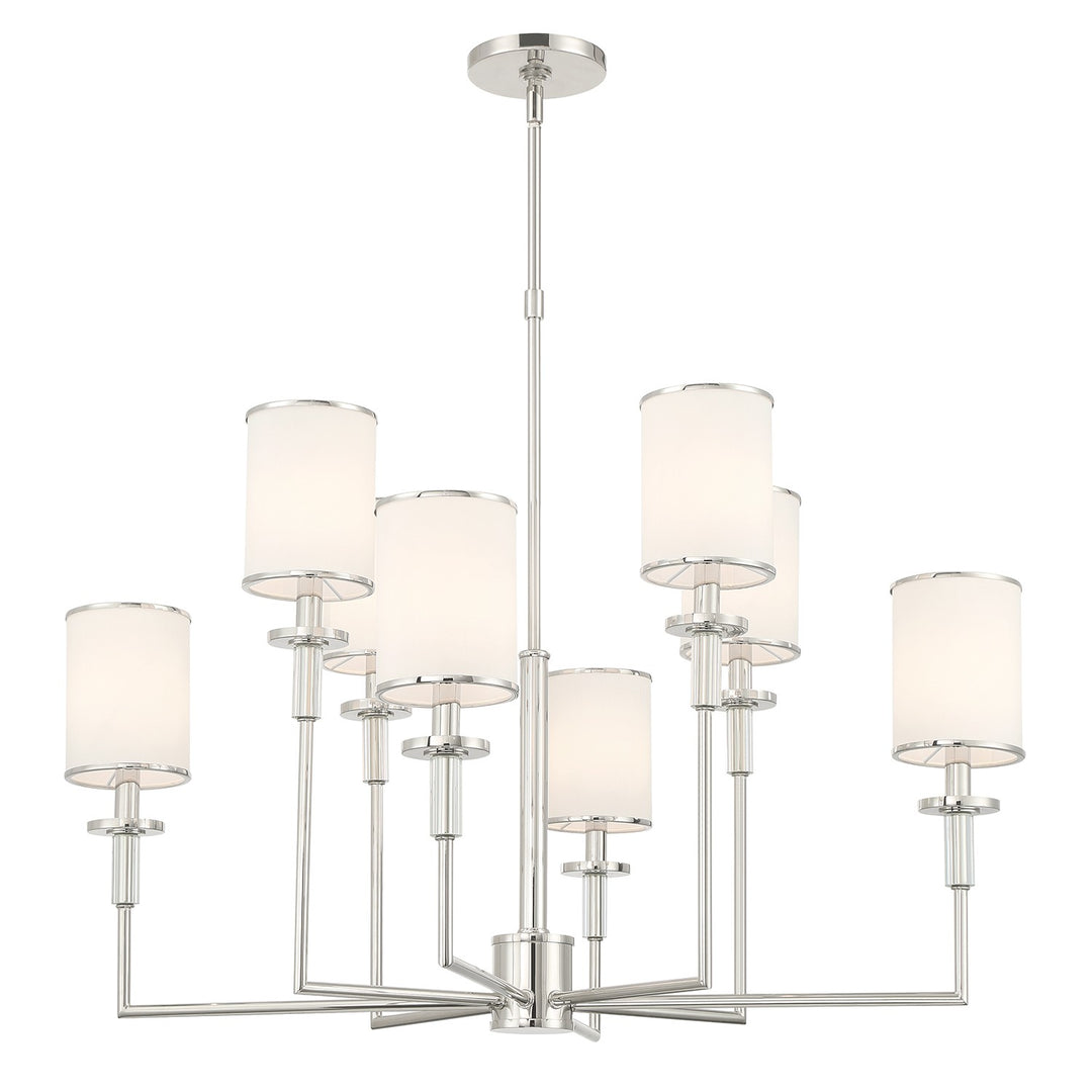 Hatfield Eight Light Chandelier in Polished Nickel - available from The Lighting Shoppe, trusted by Canadian homeowners