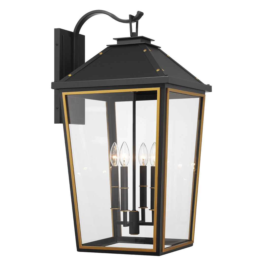 Hawkins Four Light Outdoor Wall Sconce in Matte Black + Textured Gold - available from The Lighting Shoppe, trusted by Canadian homeowners