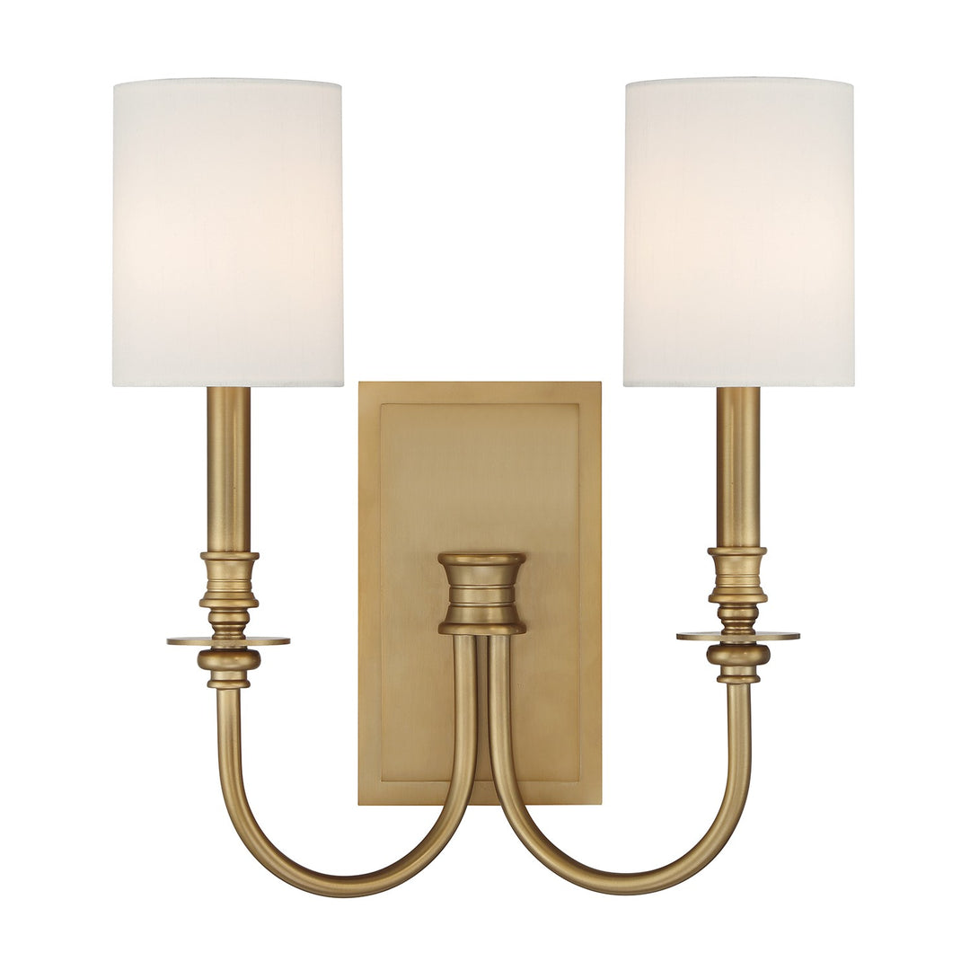 Lloyd Two Light Wall Sconce in Aged Brass - available from The Lighting Shoppe, trusted by Canadian homeowners