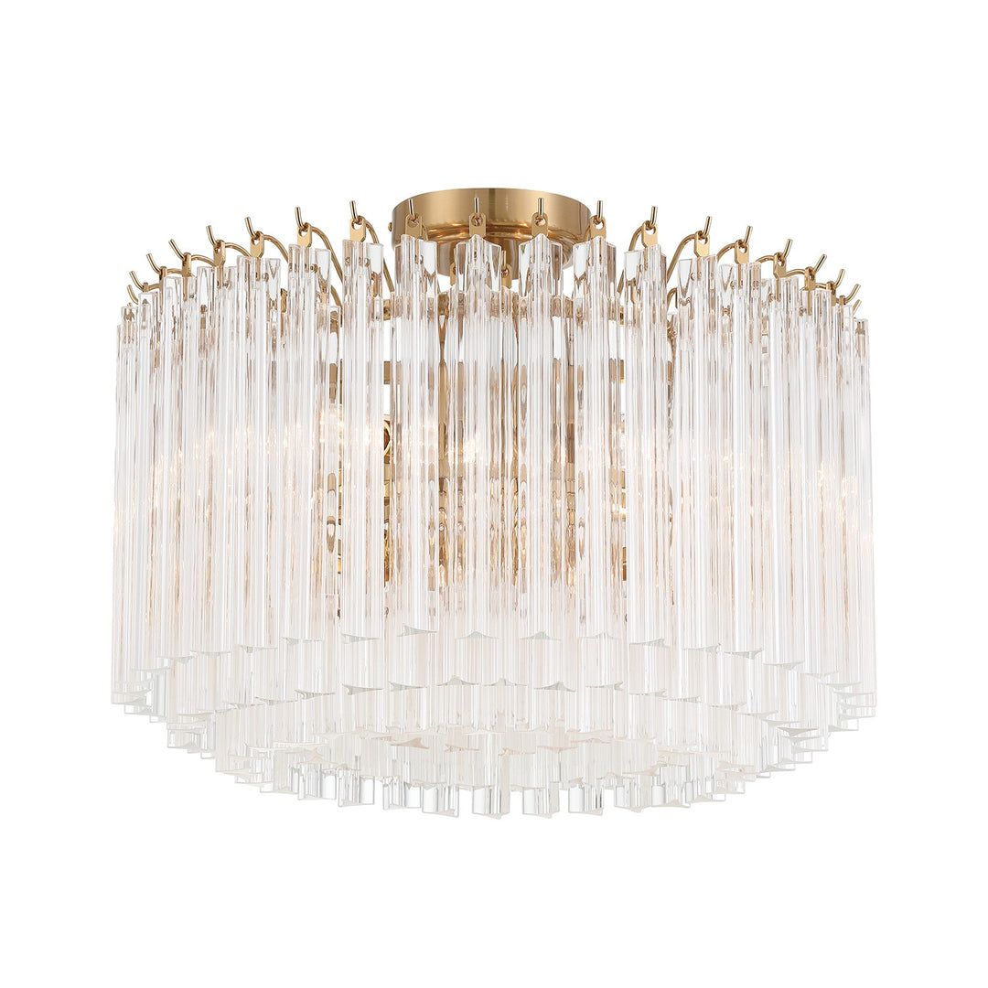 Lofton Five Light Semi Flush Mount in Aged Brass - available from The Lighting Shoppe, trusted by Canadian homeowners